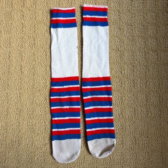 Vintage 70s Mickey Mouse USA Patriotic Tube Socks Red White Blue Disney Adult - Picture 5 of 5